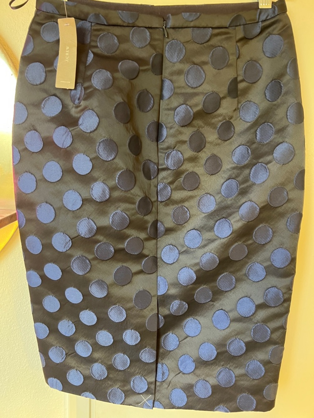 J. Crew Black Silk Polka Dot Skirt with Blue Dots
